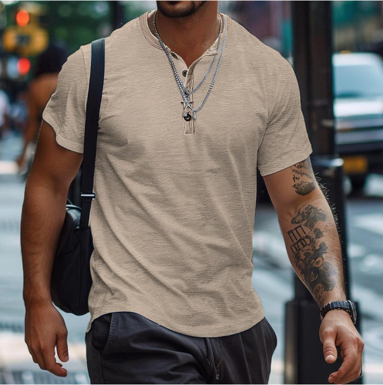 Polo de hombre de manga corta con cuello abotonado texturizado y ajuste relajado