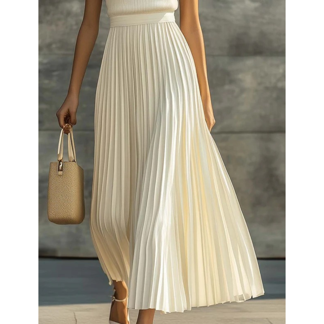 Women’s Pleated Two-Piece Set – Sleeveless Top and Flowing Trousers for Smart Occasion Wear