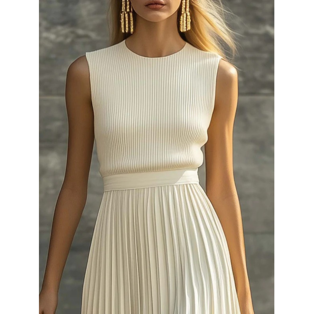 Women’s Pleated Two-Piece Set – Sleeveless Top and Flowing Trousers for Smart Occasion Wear