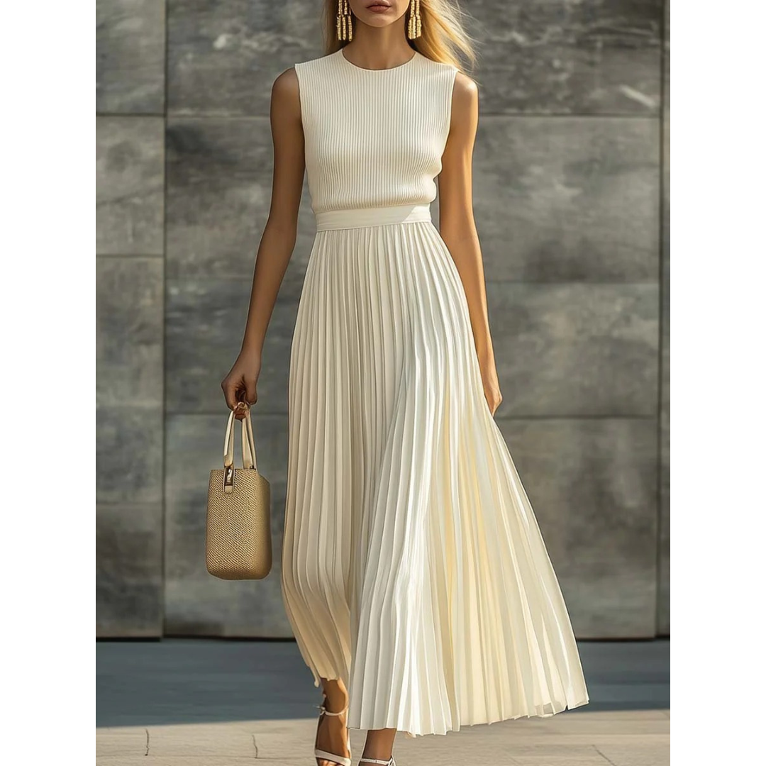 Women’s Pleated Two-Piece Set – Sleeveless Top and Flowing Trousers for Smart Occasion Wear