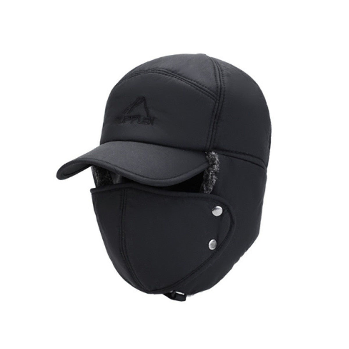 Geïsoleerde wintermuts voor heren in jagersstijl - outdoor muts die de oren bedekt met afneembaar gezichtsmasker