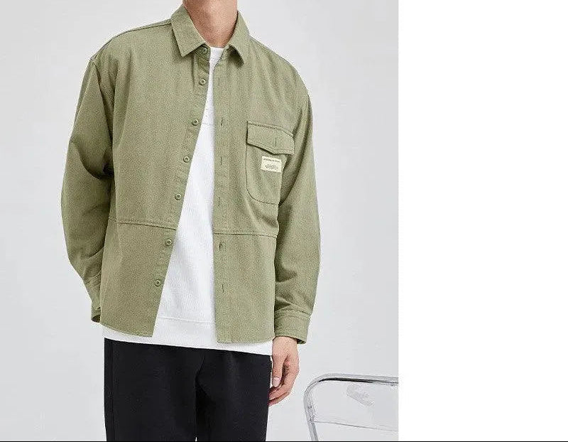 Men's Relaxed Fit Utility Overshirt with Button Front and Chest Pocket – Casual Lightweight Layering Jacket for Everyday Wear