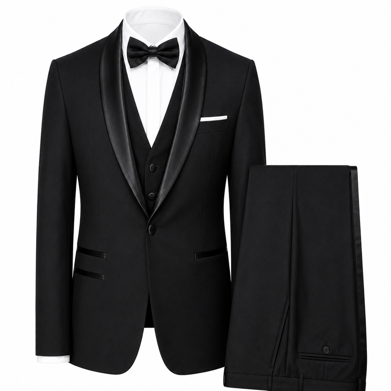 Men’s Slim Fit Three-Piece Tuxedo – Shawl Collar Evening Suit for Weddings and Formal Events