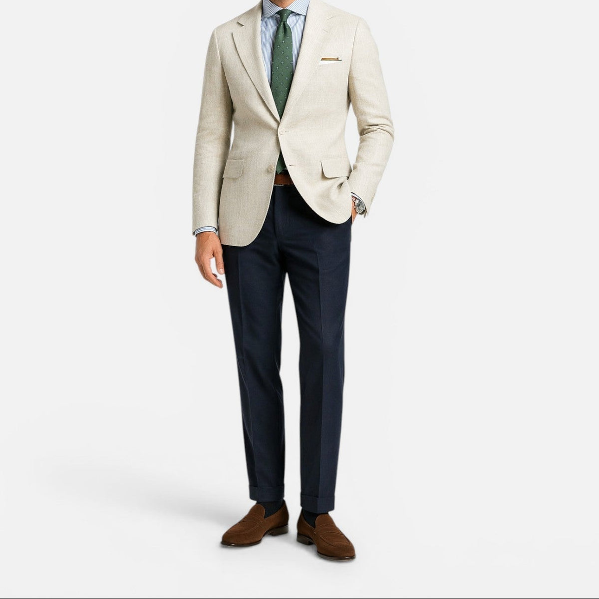 Blazer de lino para hombre, ajuste slim, casual elegante de verano