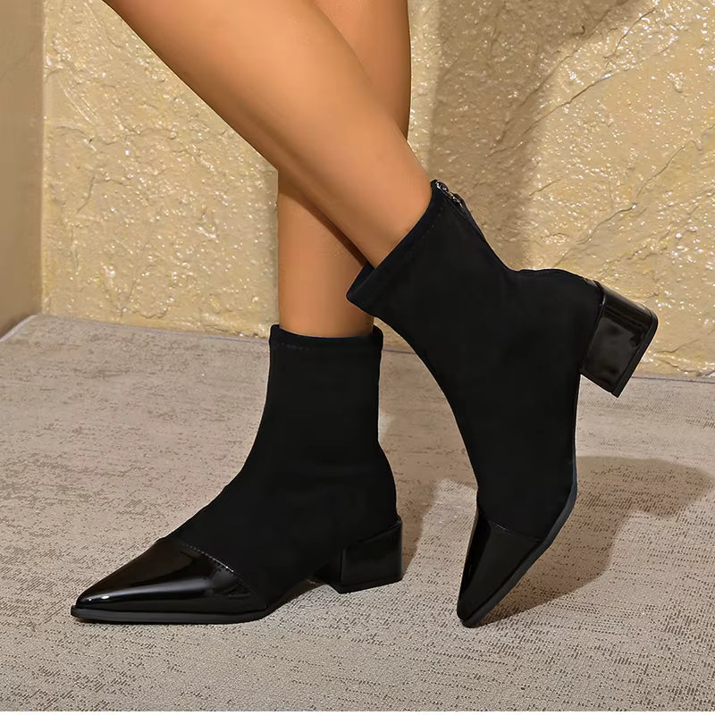 Women’s Pointed Toe Block Heel Ankle Boots