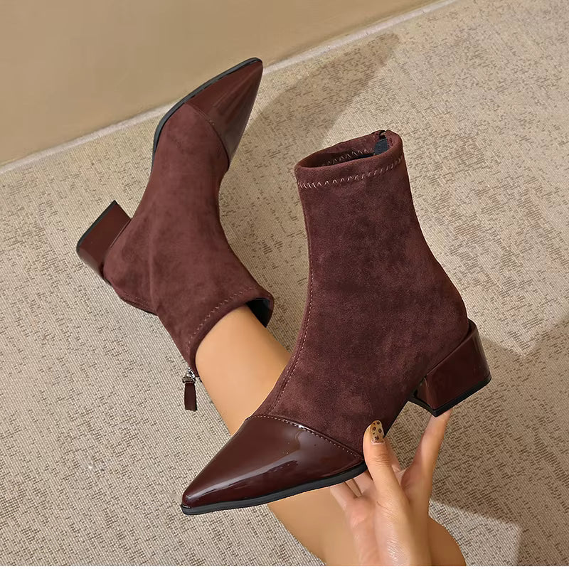 Women’s Pointed Toe Block Heel Ankle Boots