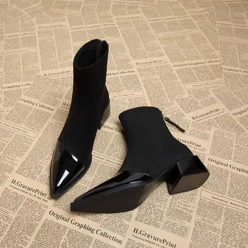 Women’s Pointed Toe Block Heel Ankle Boots