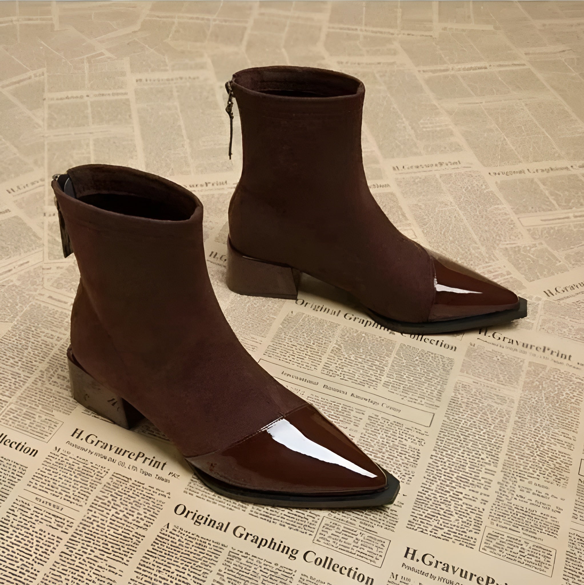 Women’s Pointed Toe Block Heel Ankle Boots