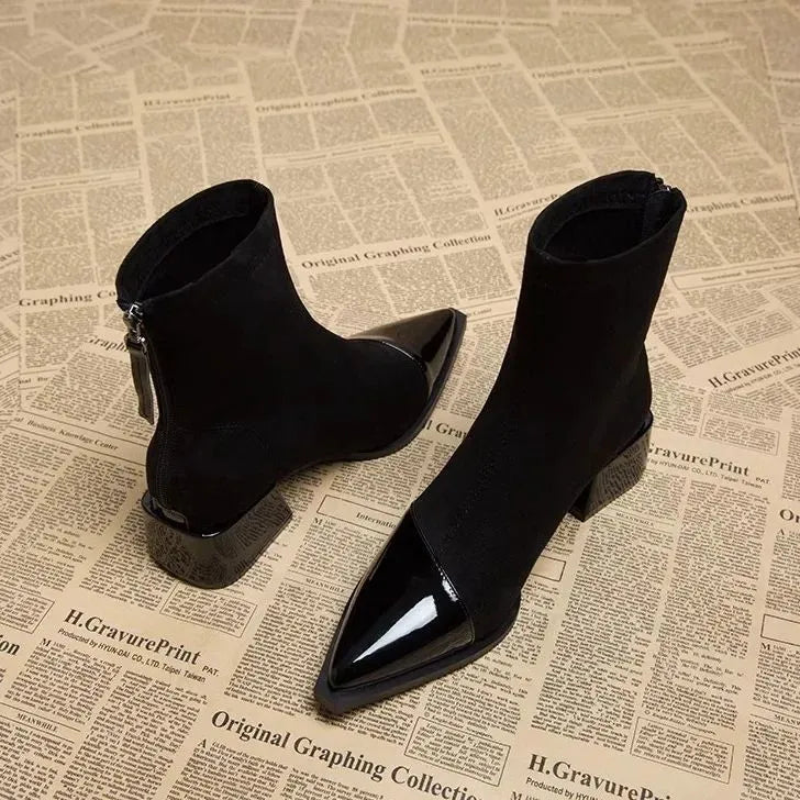 Women’s Pointed Toe Block Heel Ankle Boots