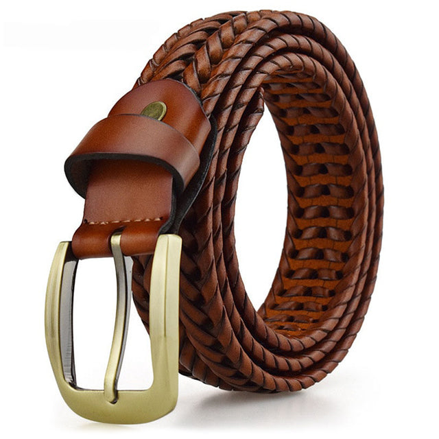 Men’s Braided Leather Belt – Textured Everyday Accessory with Classic Buckle