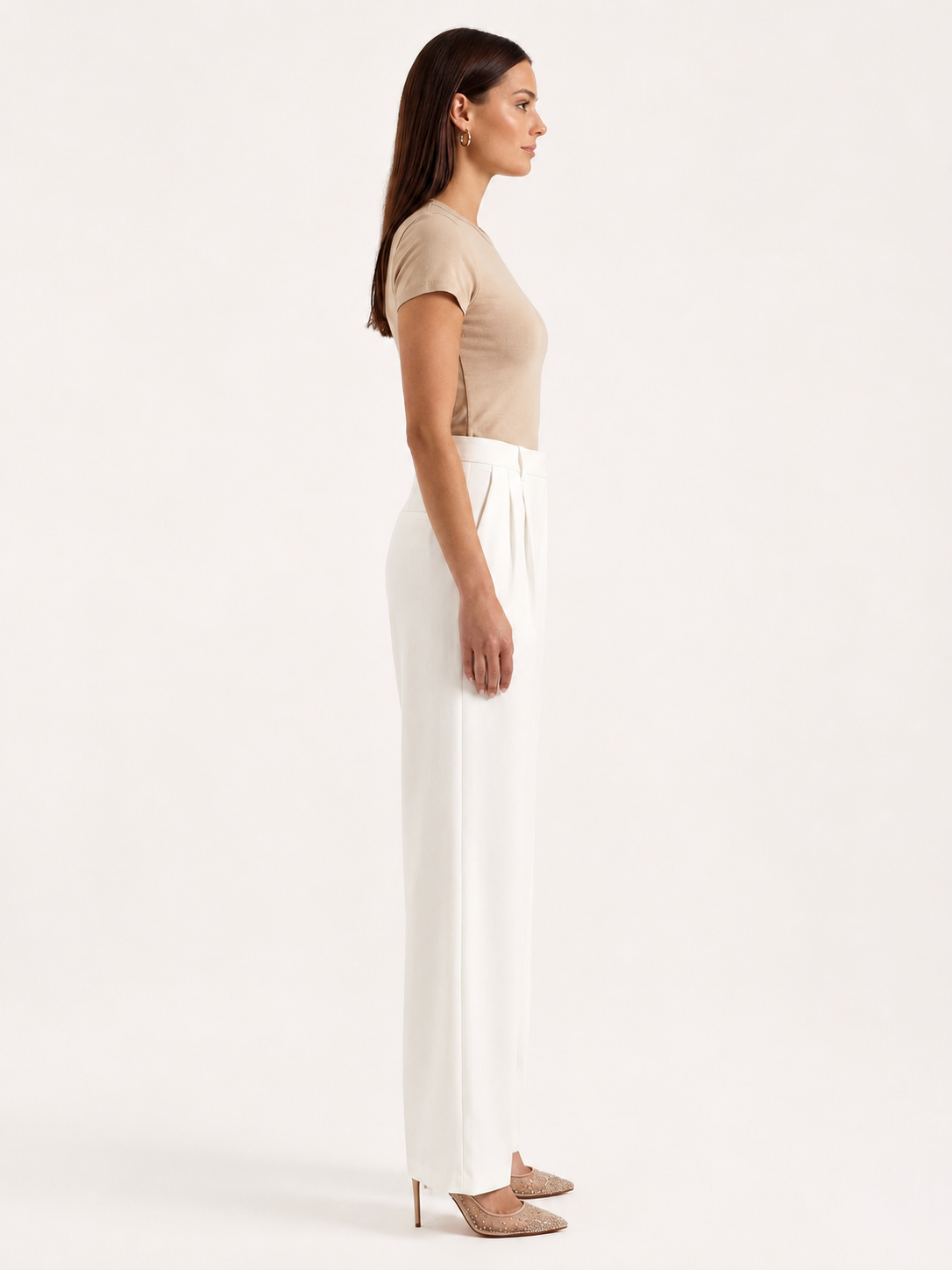 Damen-Schneiderhose mit hoher Taille und weitem Bein – Faltenstil in voller Länge für Büro, geschäftliche formelle Anlässe und elegante Alltagsmode