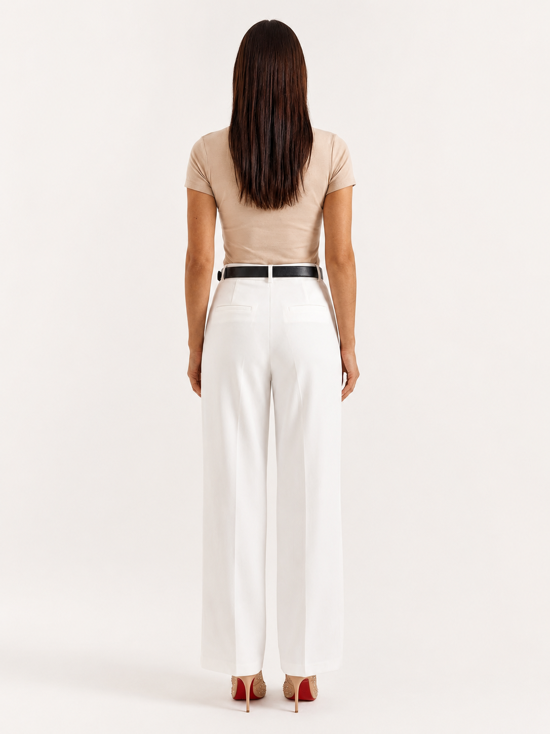 Damen-Schneiderhose mit hoher Taille und weitem Bein – Faltenstil in voller Länge für Büro, geschäftliche formelle Anlässe und elegante Alltagsmode
