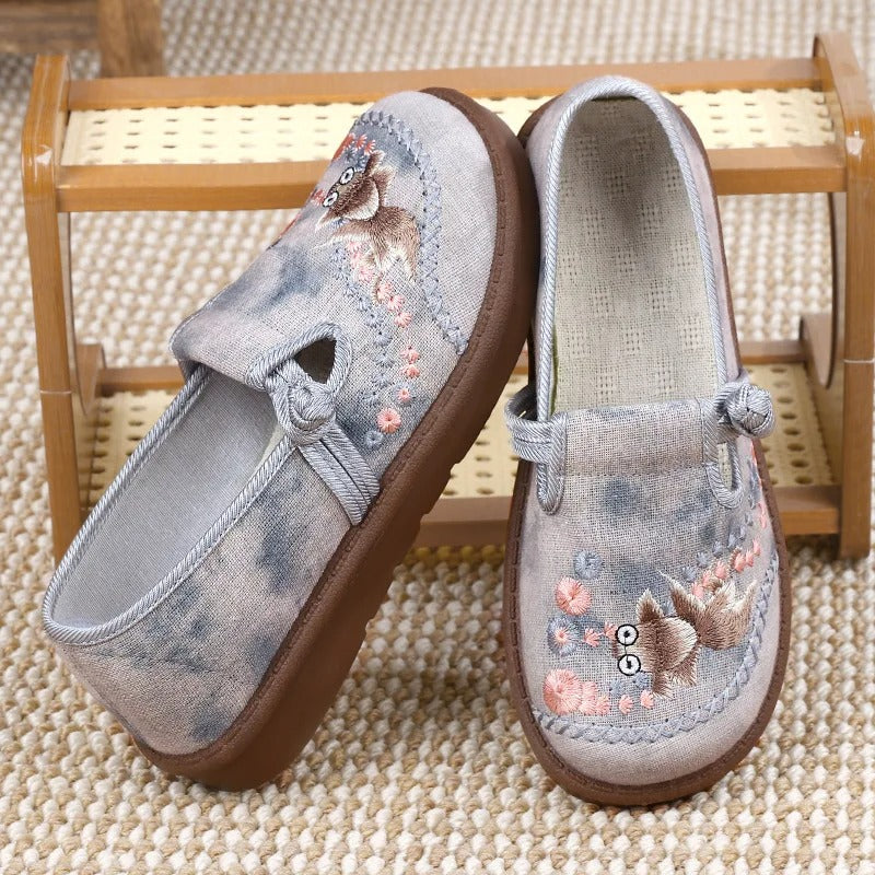 Dames slip-on-mokkasiner med print – komfortable flade sko til arbejde og weekender