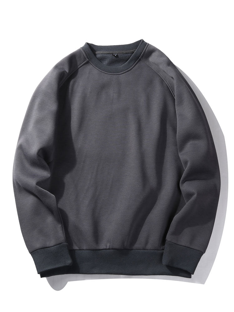 Enkel, ensfarvet sweatshirt til mænd med rund hals og raglanærmer – afslappet, langærmet fritidstrøje til hverdagsbrug
