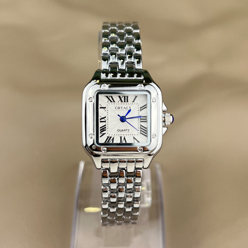 Women’s Square-Dial Quartz Watch – Adjustable Alloy Bracelet with Folding Clasp and Band Shortener for Everyday Smart Office and Occasion Wear