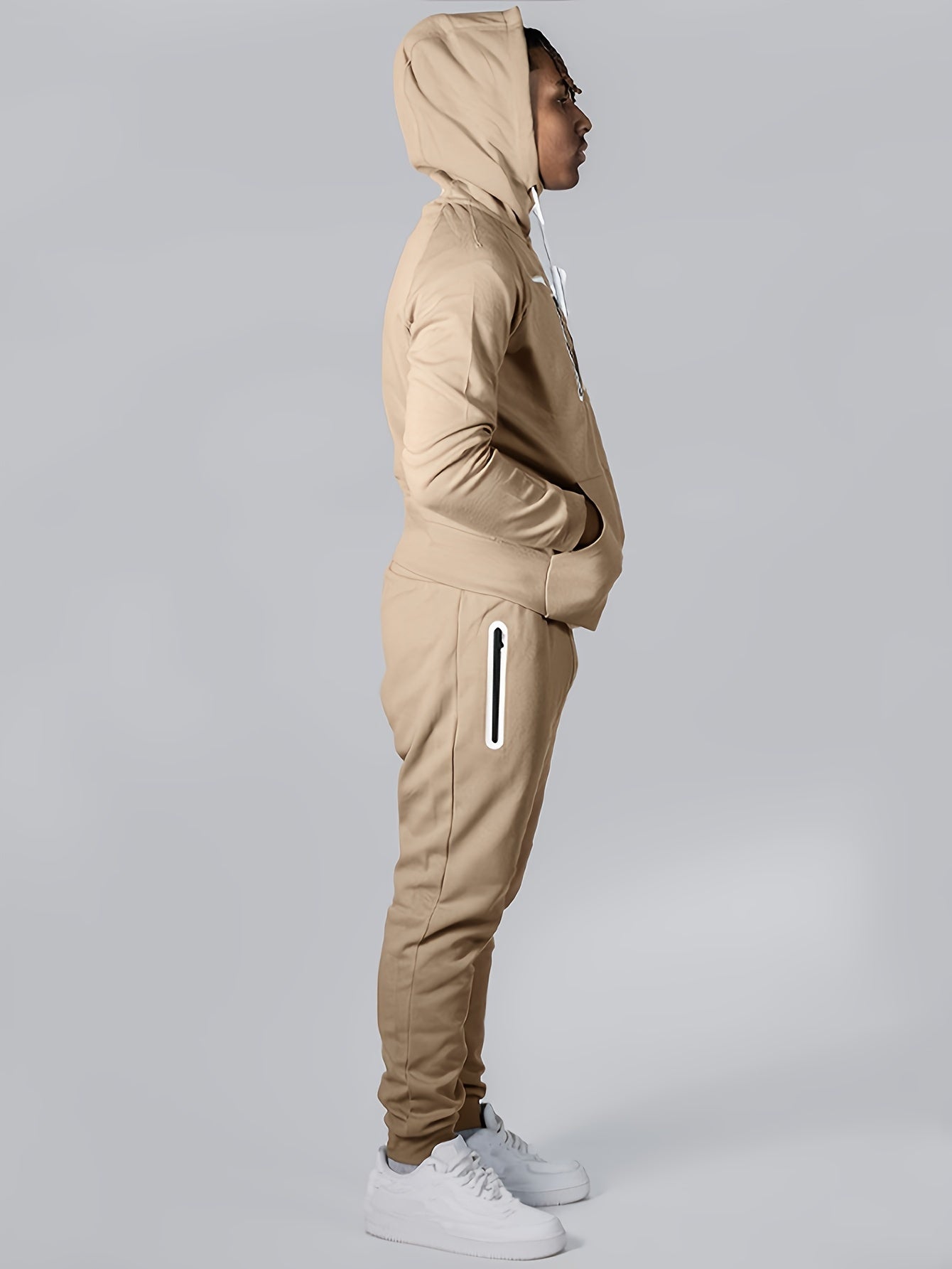 Men’s Loose Fit Hooded Tracksuit – Stretch Two-Piece Set for Spring and Autumn