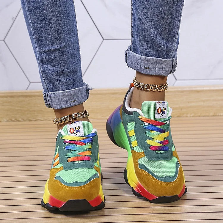 Damskie ortopedyczne trampki z nadrukiem, amortyzowane codzienne sneakersy
