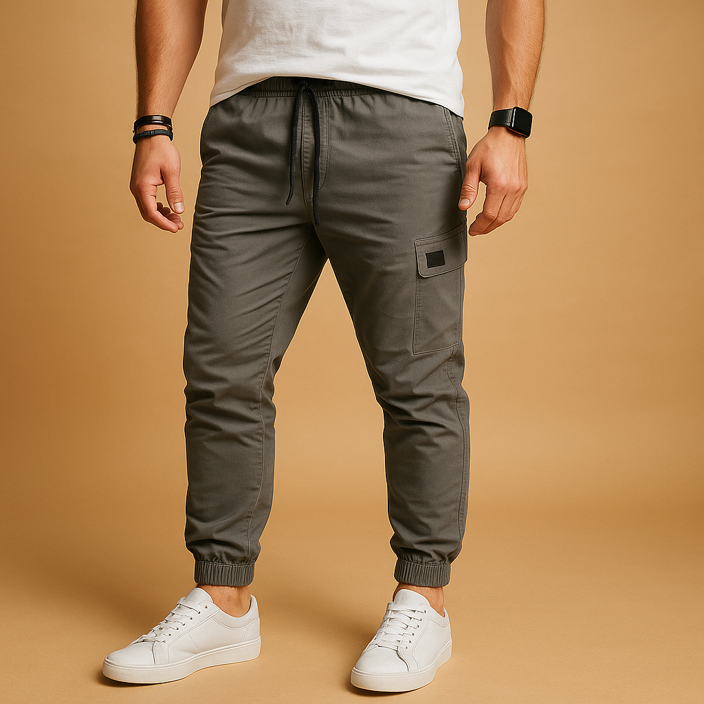 Men’s Relaxed-Fit Cargo Jogger Trousers – Drawstring Waist Utility Pocket Tapered Style for Everyday Casual Outdoor Travel and Weekend Wear