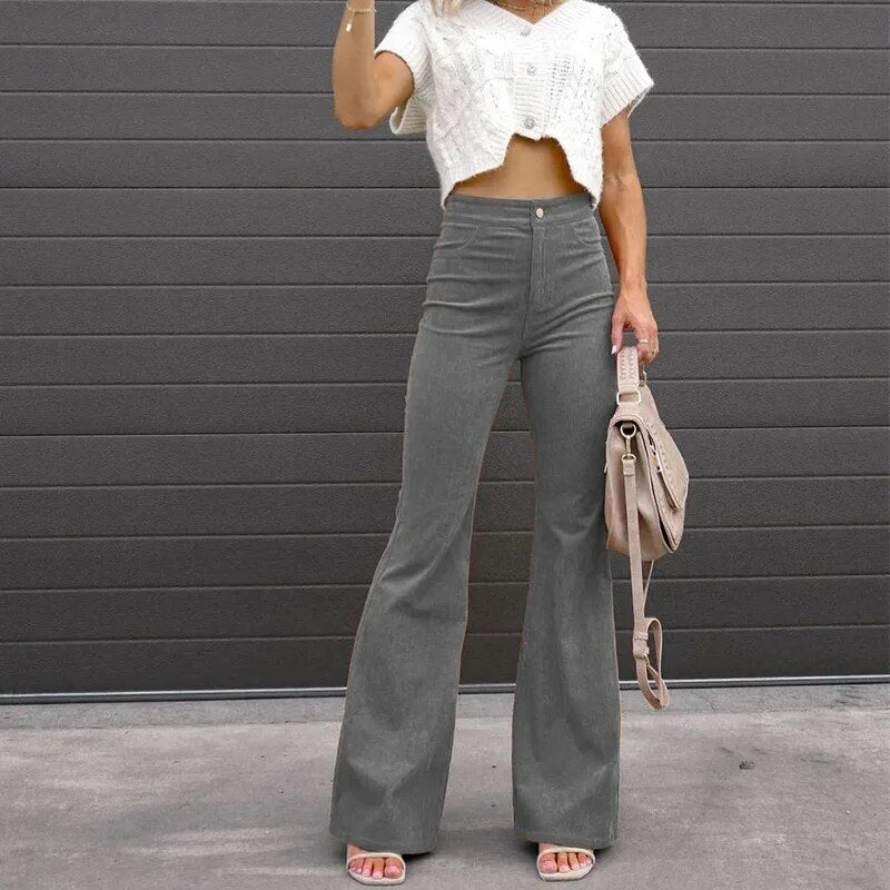Women’s Flared Trousers High Waisted Elegant Fit Comfortable Chic Everyday Versatile Pants