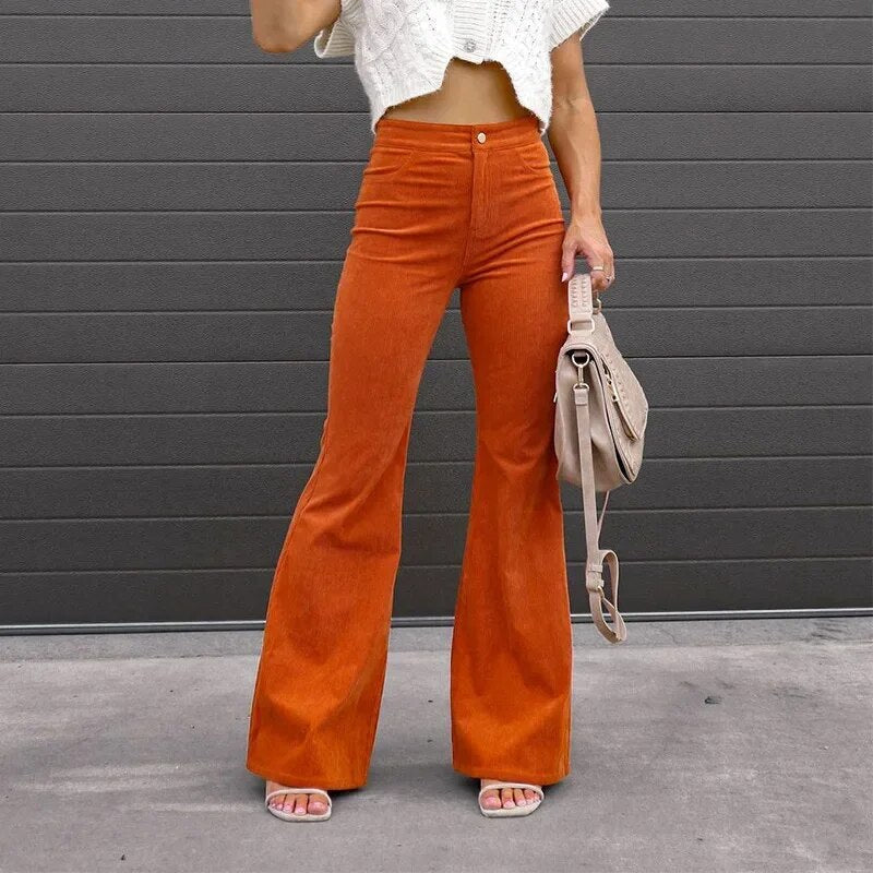 Women’s Flared Trousers High Waisted Elegant Fit Comfortable Chic Everyday Versatile Pants