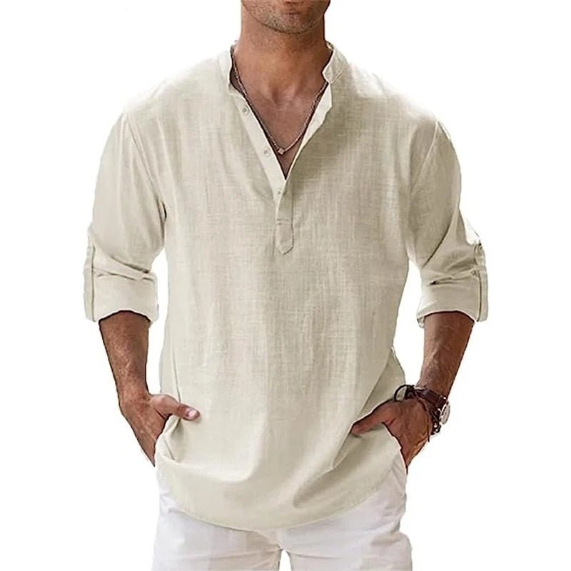 Men’s Cotton Linen Shirt – Lightweight Breathable Comfortable Stylish Casual Everyday Summer Wear