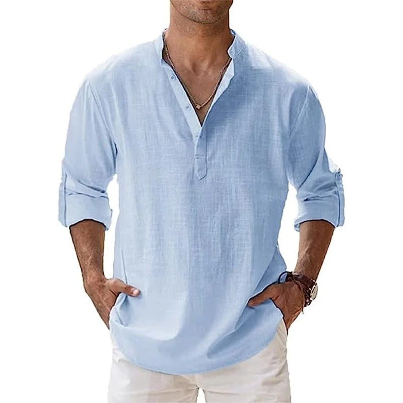 Men’s Cotton Linen Shirt – Lightweight Breathable Comfortable Stylish Casual Everyday Summer Wear