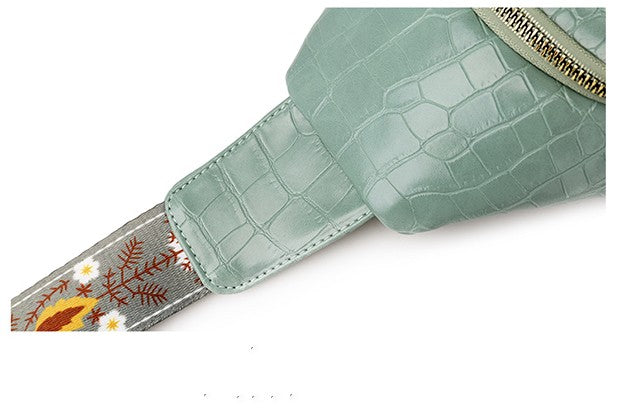 Bolso bandolera para mujer con correa estampada y textura encantadora