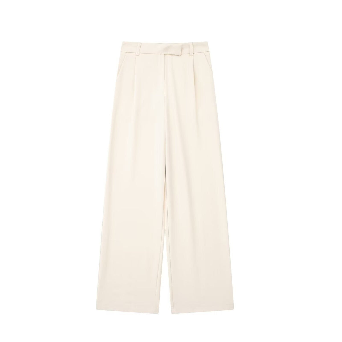 Pantaloni sartoriali da donna a vita media e gamba larga - modello lungo e leggero in misto cotone per ufficio, look smart casual primaverili ed estivi e uso quotidiano