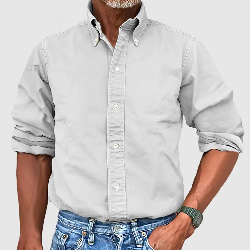 Men’s Casual Cotton Shirt – Breathable Long Sleeve Button-Down for Everyday Smart-Casual Style