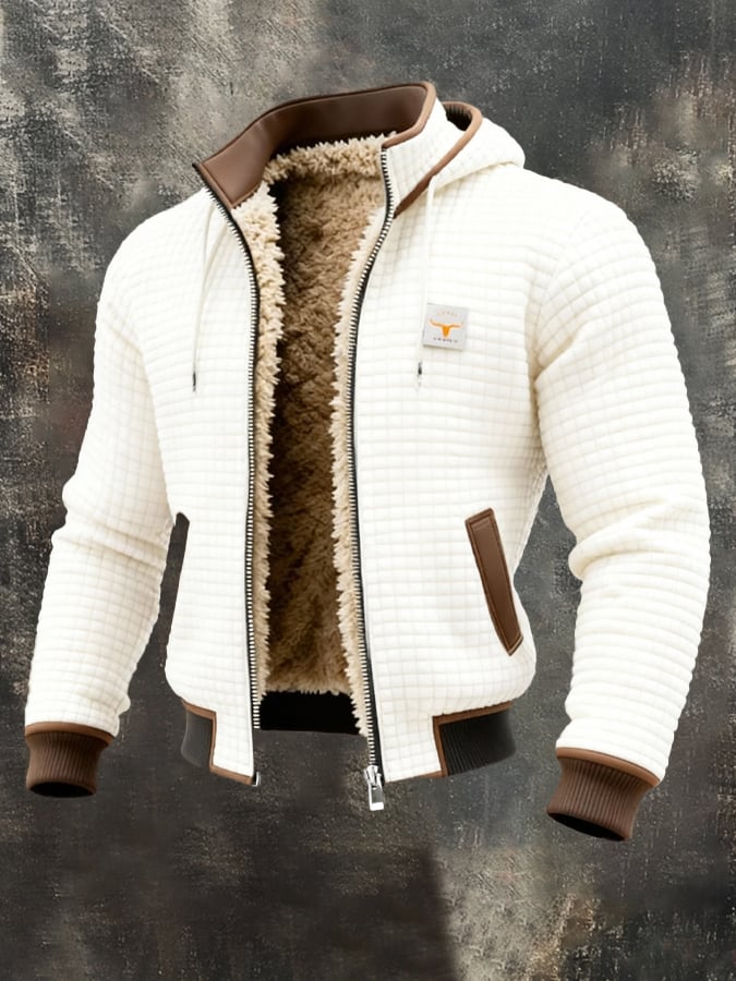 Veste matelassée à capuche doublée en polaire pour homme - Épaisse couche d'hiver zippée avec finitions côtelées et poches pour les tenues décontractées en ville, les voyages, les sorties du week-end et le quotidien par temps froid