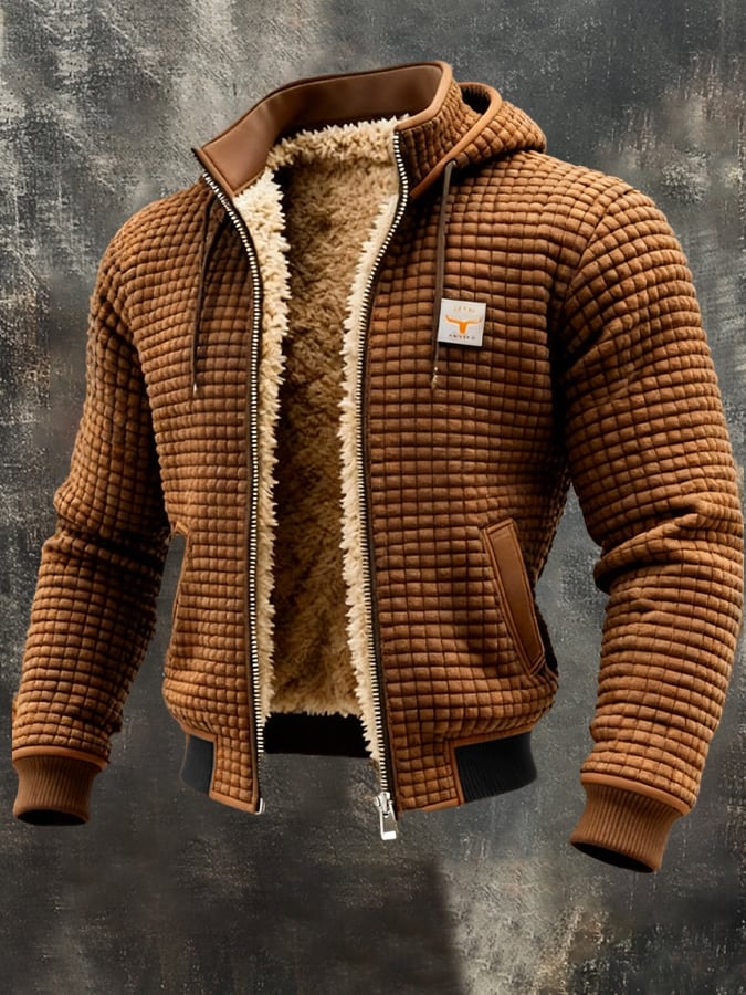 Veste matelassée à capuche doublée en polaire pour homme - Épaisse couche d'hiver zippée avec finitions côtelées et poches pour les tenues décontractées en ville, les voyages, les sorties du week-end et le quotidien par temps froid