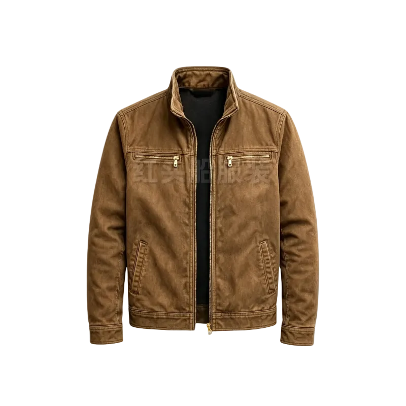 Men’s Classic Cotton Zip-Up Jacket – Stand-Collar Multi-Pocket Mid-Season Layer for Autumn City Wear Smart Casual Weekends Travel and Everyday Transitional Styling