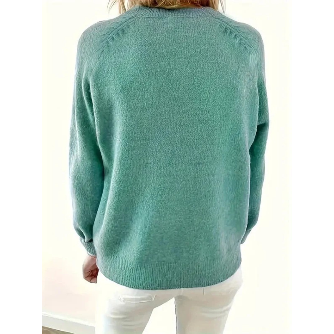 Pull en maille pour femme à col en V – style décontracté à encolure boutonnée pour tous les jours