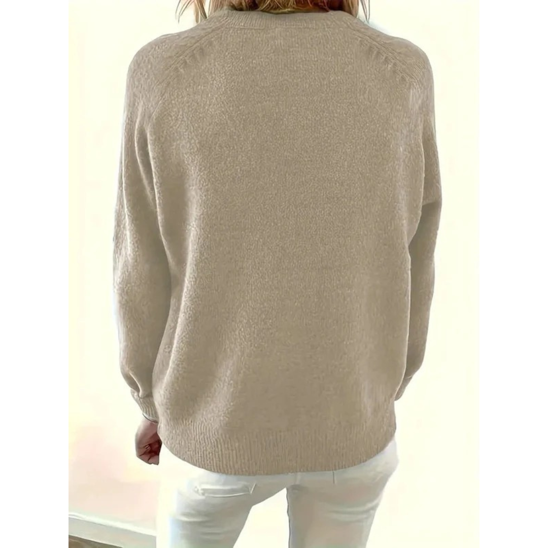 Pull en maille pour femme à col en V – style décontracté à encolure boutonnée pour tous les jours