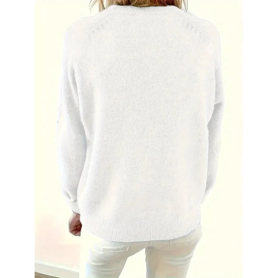 Pull en maille pour femme à col en V – style décontracté à encolure boutonnée pour tous les jours