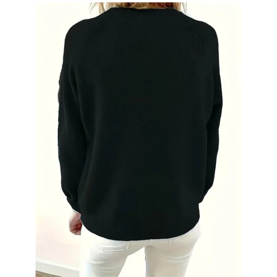 Pull en maille pour femme à col en V – style décontracté à encolure boutonnée pour tous les jours