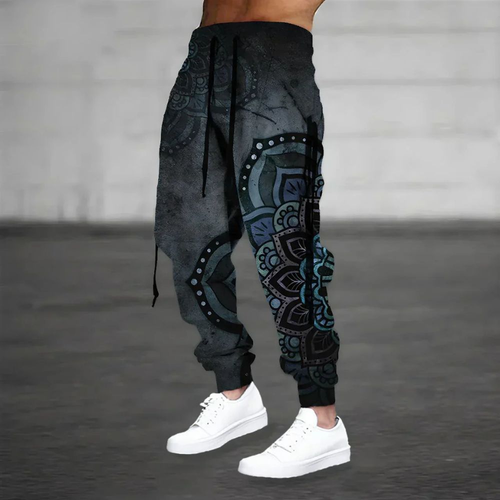 Men’s Mandala-Print Harem Trousers – Relaxed Boho Joggers for Casual Summer Wear