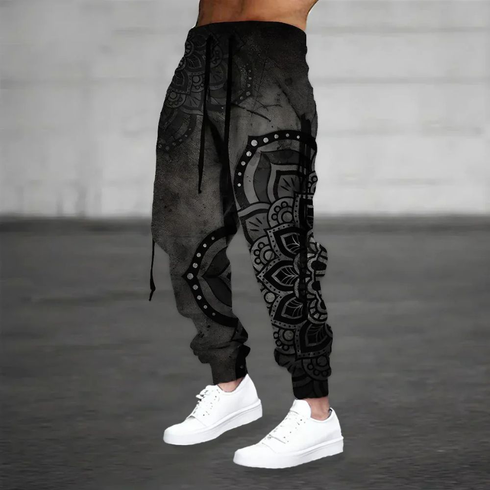 Men’s Mandala-Print Harem Trousers – Relaxed Boho Joggers for Casual Summer Wear