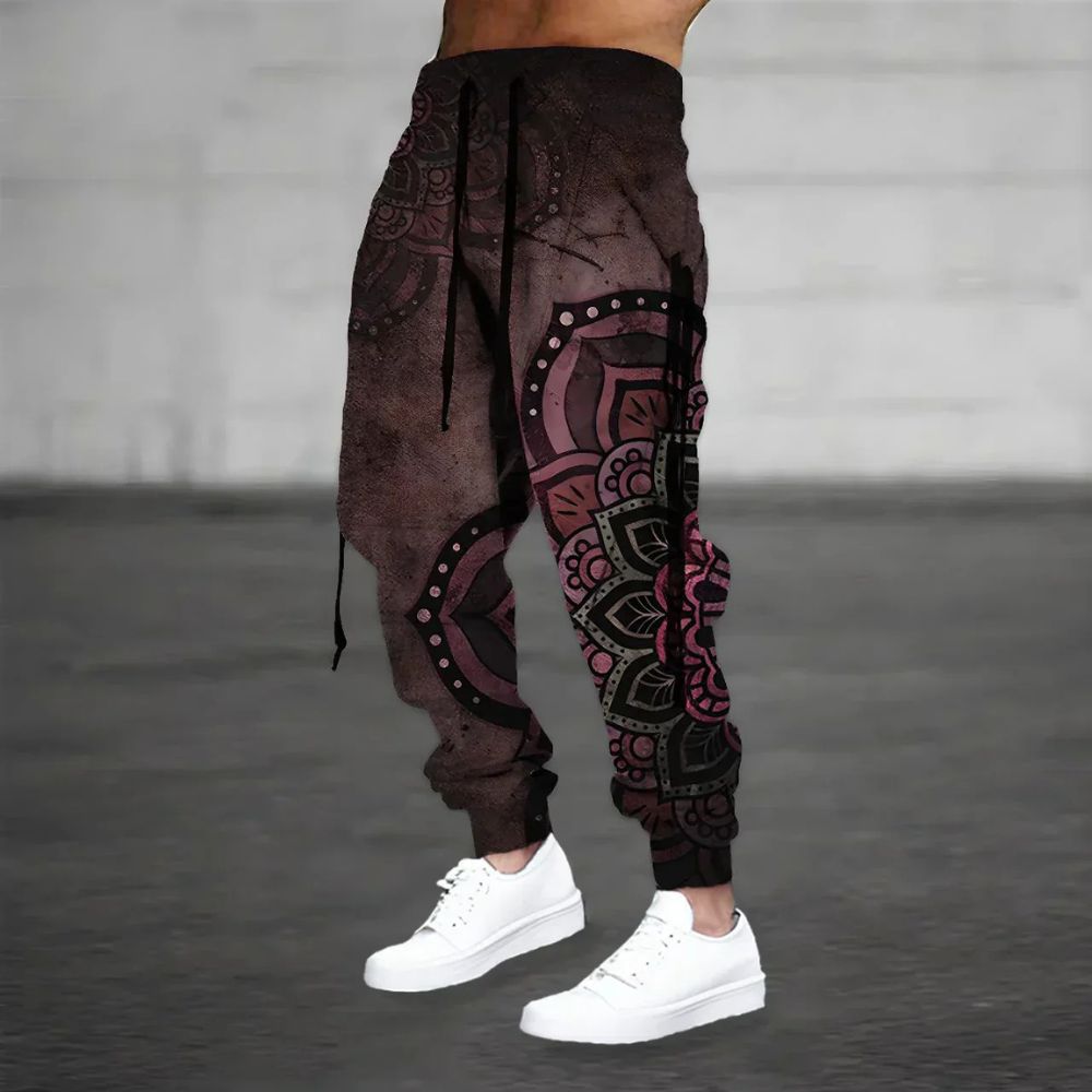 Men’s Mandala-Print Harem Trousers – Relaxed Boho Joggers for Casual Summer Wear