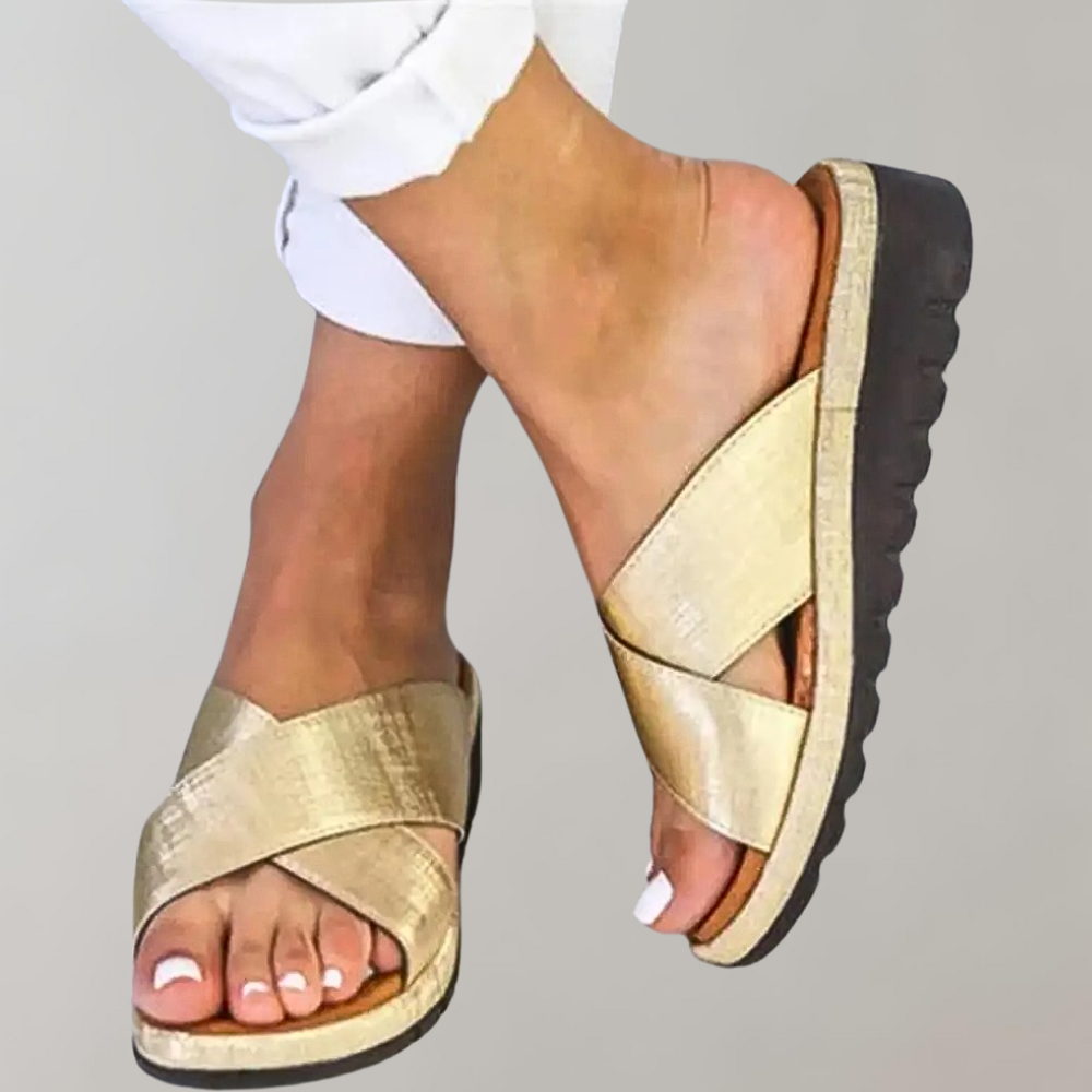 Women’s Cross-Strap Platform Sandals – Slip-On Open-Toe Summer Shoes for Holidays Travel Beach Days Shopping Weekend Outings and Casual Everyday Styling