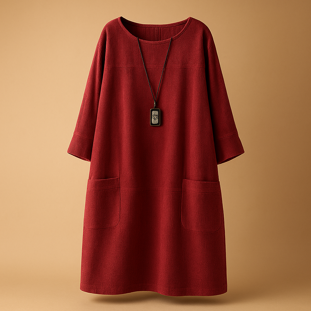 Women’s Lightweight Corduroy Shift Dress – Relaxed Short-Sleeve Style for Casual Summer Days and Smart Everyday Wear