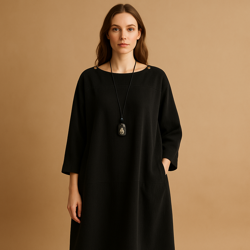Women’s Lightweight Corduroy Shift Dress – Relaxed Short-Sleeve Style for Casual Summer Days and Smart Everyday Wear
