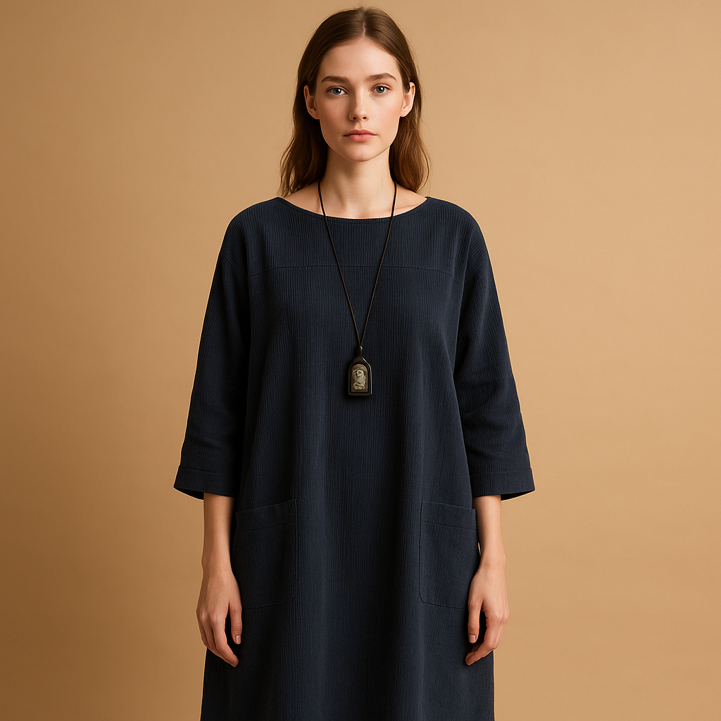 Women’s Lightweight Corduroy Shift Dress – Relaxed Short-Sleeve Style for Casual Summer Days and Smart Everyday Wear