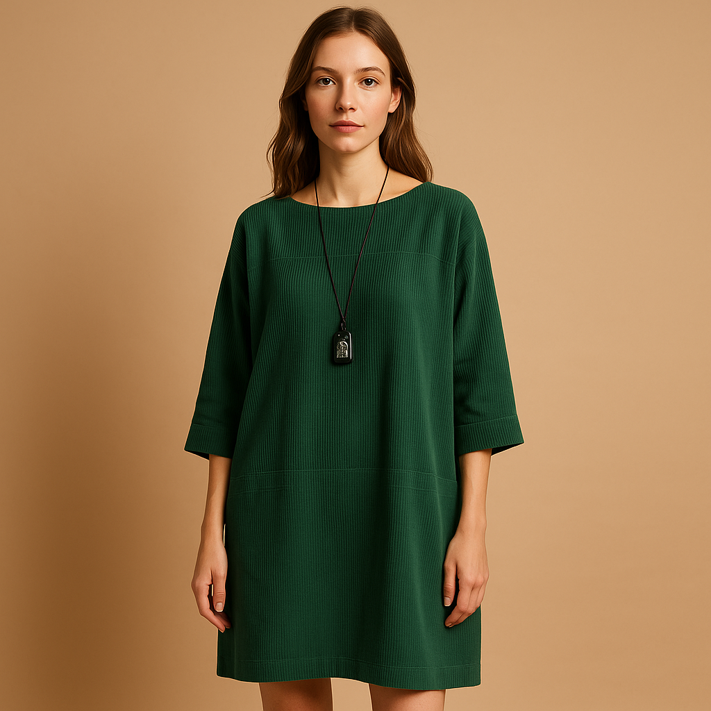 Women’s Lightweight Corduroy Shift Dress – Relaxed Short-Sleeve Style for Casual Summer Days and Smart Everyday Wear