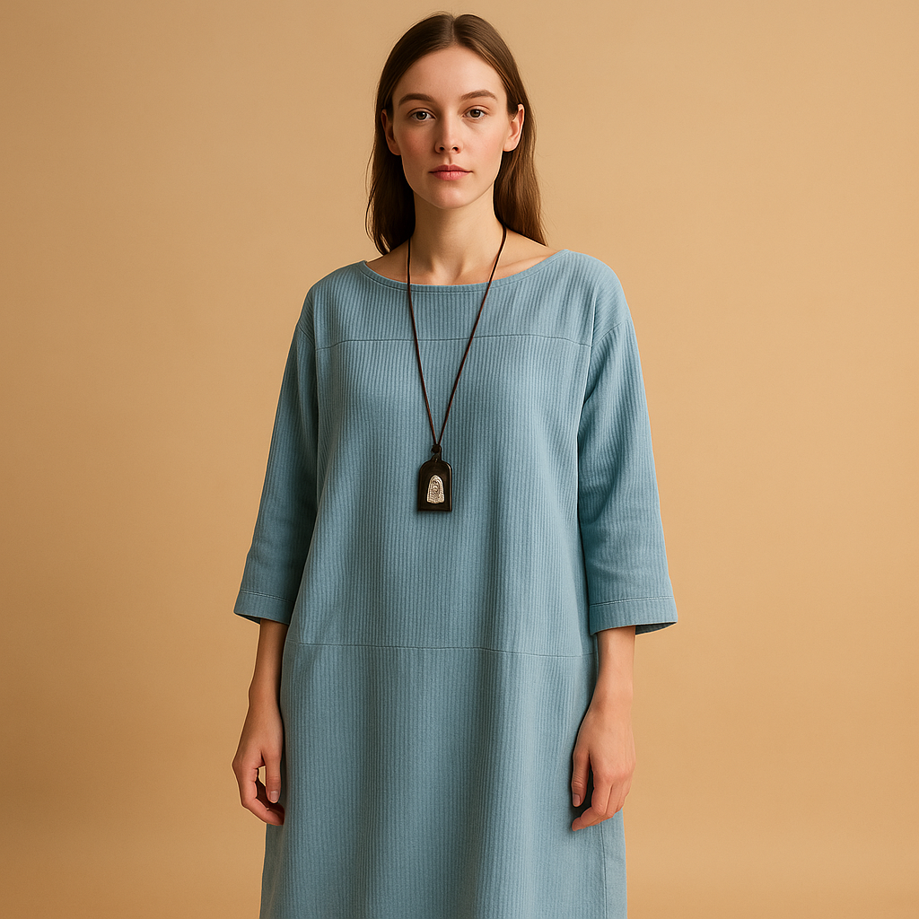 Women’s Lightweight Corduroy Shift Dress – Relaxed Short-Sleeve Style for Casual Summer Days and Smart Everyday Wear