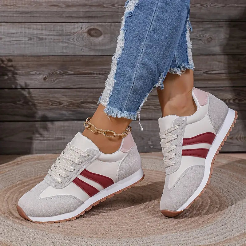 Zapatillas retro para mujer – zapatillas ligeras con cordones para el uso diario informal
