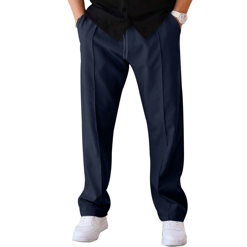 Men’s Pleated Wide-Leg Trousers – Lightweight Relaxed Pants for Everyday Wear