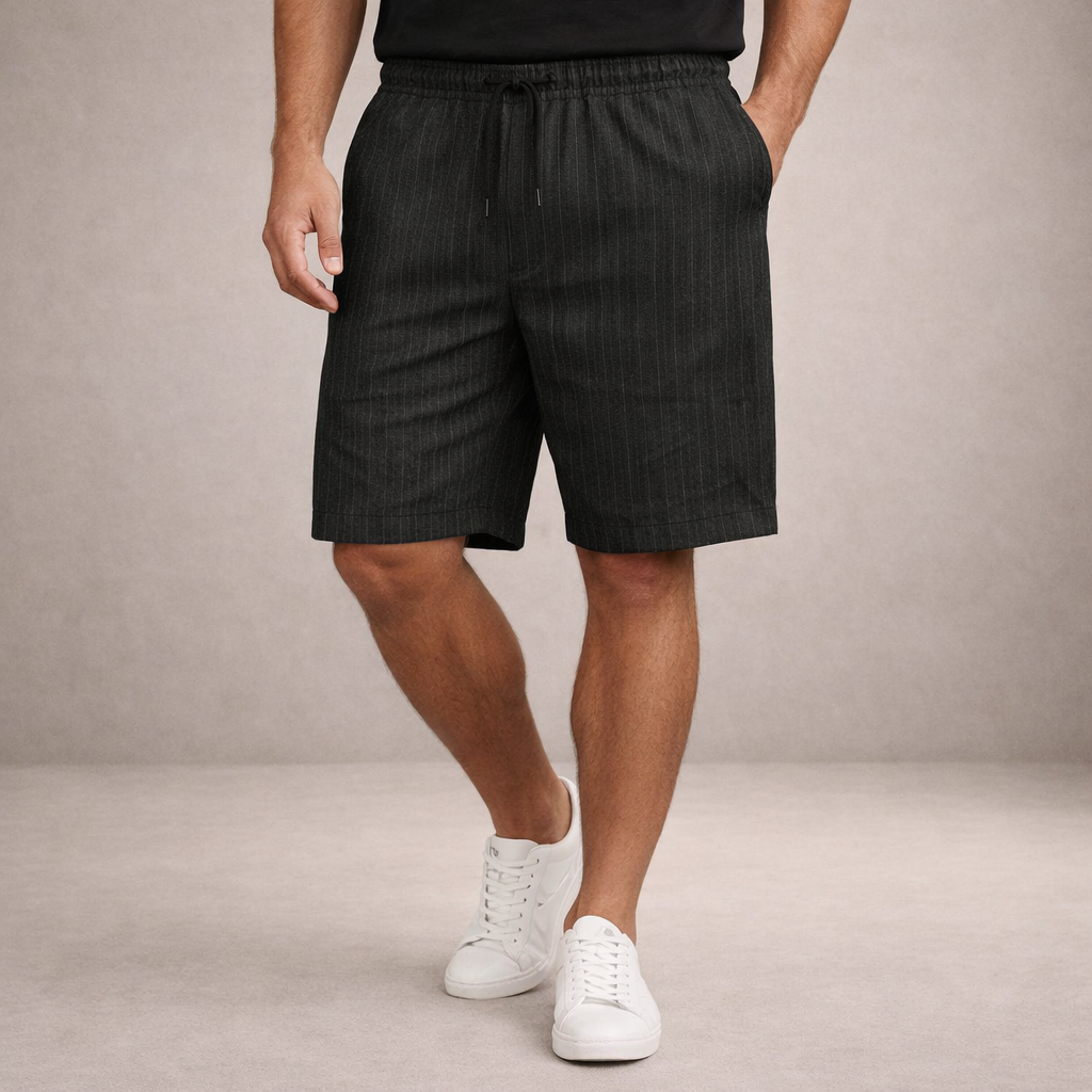Pantaloni scurți de vară pentru bărbați din in, cu șnur, croială casual și lejeră
