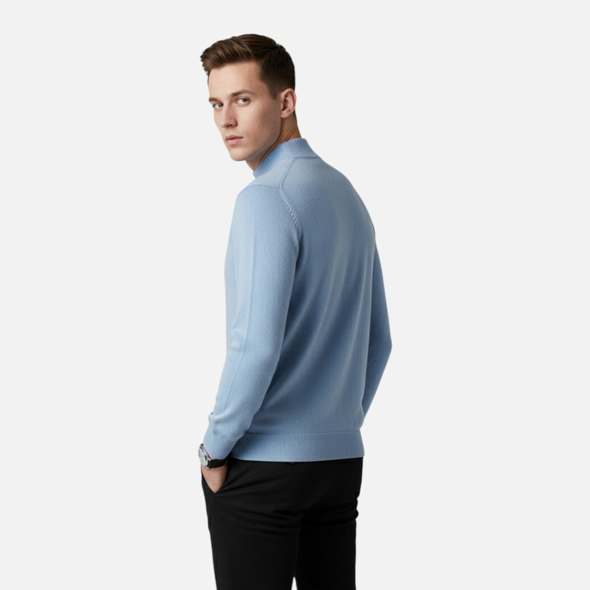 Valmonti | Men’s Pure Wool Half-Turtleneck Sweater