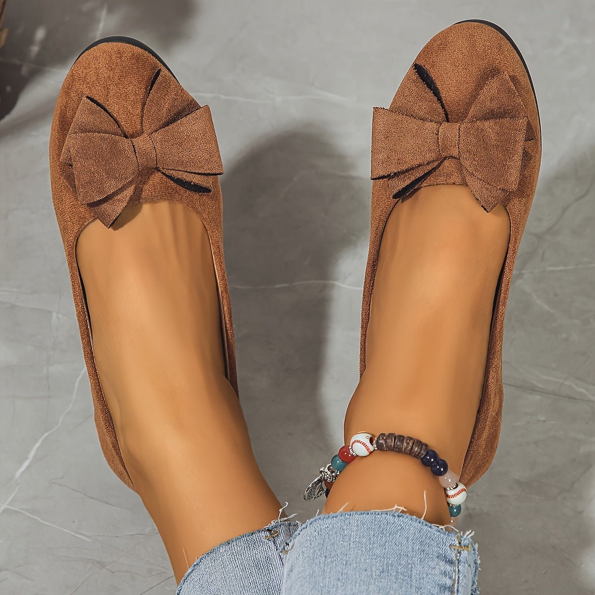 Balerini de damă cu aspect de piele întoarsă – pantofi comozi, fără șireturi, pentru serviciu și weekenduri